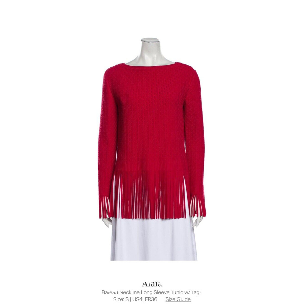 ALAIA BATEAU NECKLINE LONG SLEEVE FRINGE TUNIC reg. $2,850